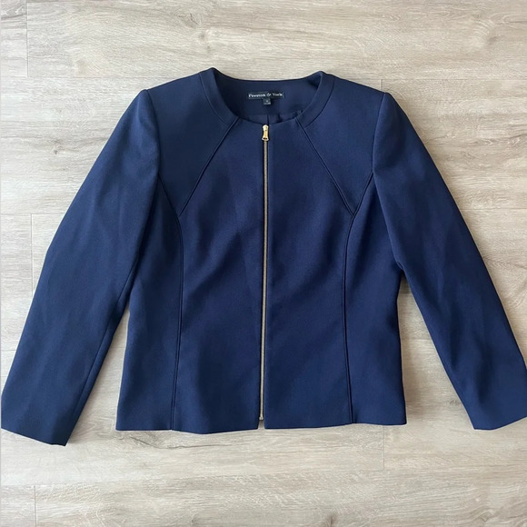 Preston and York Navy Blue Gold Zip Blazer - Picture 1 of 8